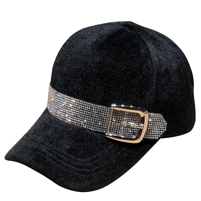 Street Fashion Diamond Baseball Korean Fashion Winter Warm Outdoor All-matching Peaked Cap