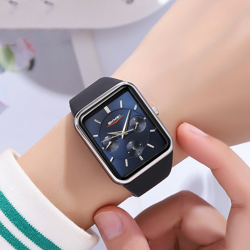 Multi Functional Square Silicone Waterproof Watch For Girls