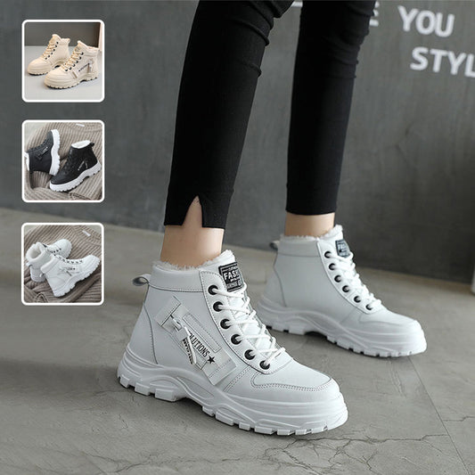 Fleece Lace Up Winter Boots High Top With Plush Lining