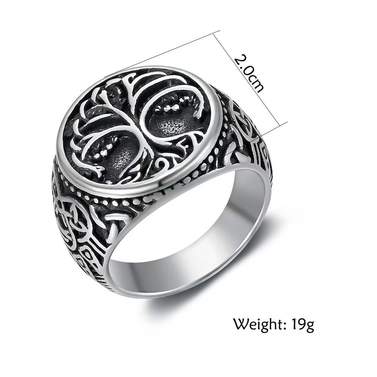 Viking Lucky Tree Stainless Steel Men's Ring