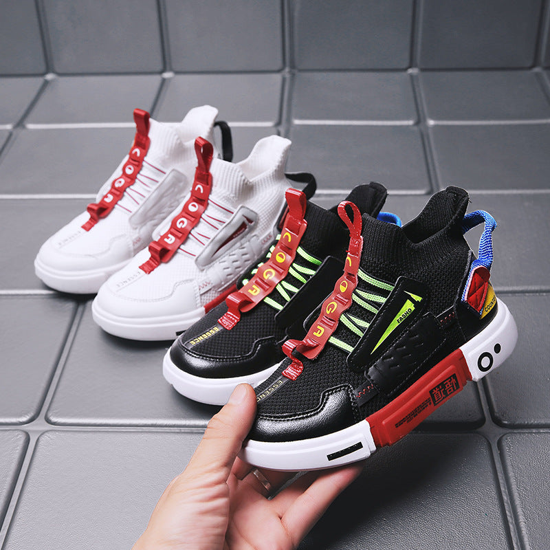 Autumn High Top Woven Sneakers For Children Boys Trendy