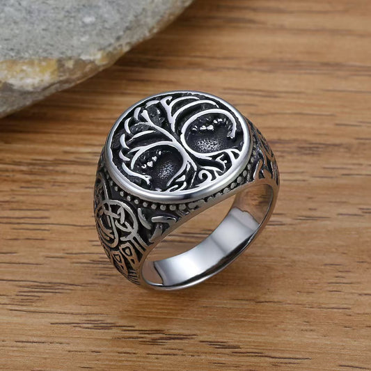 Viking Lucky Tree Stainless Steel Men's Ring