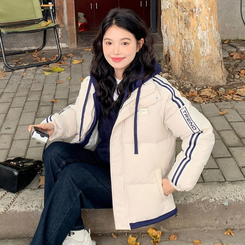 Contrast Color Thick Warm Korean Casual Cotton-padded Jacket