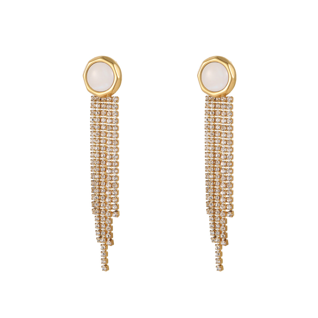 Diamond Tassel Love Stainless Steel Earrings