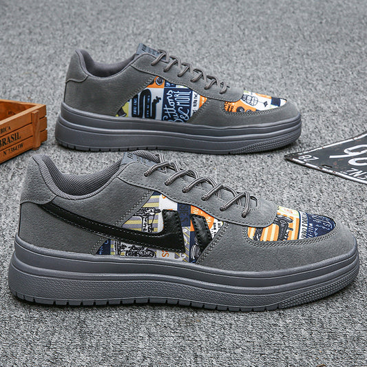 Men's Breathable Running Canvas Sneakers Gray Beige Black