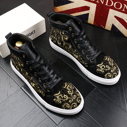 All Match High Top Sneakers Breathable Lace Up Embroidered