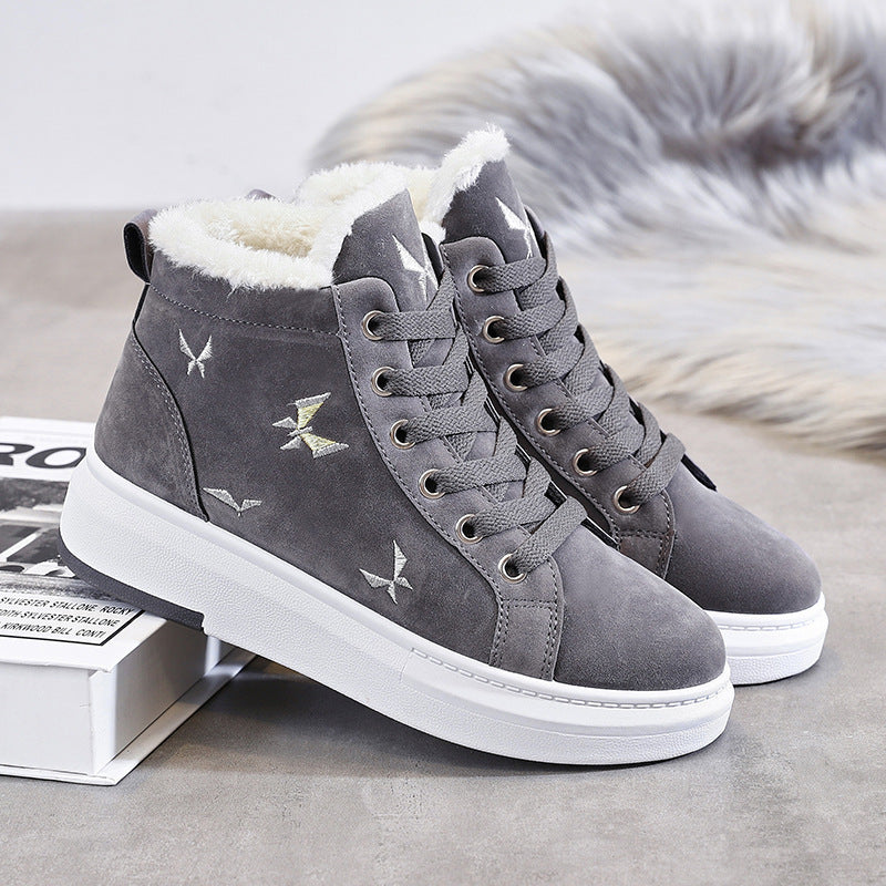 Winter Velvet High Top Sneakers With Warm Plush Lining