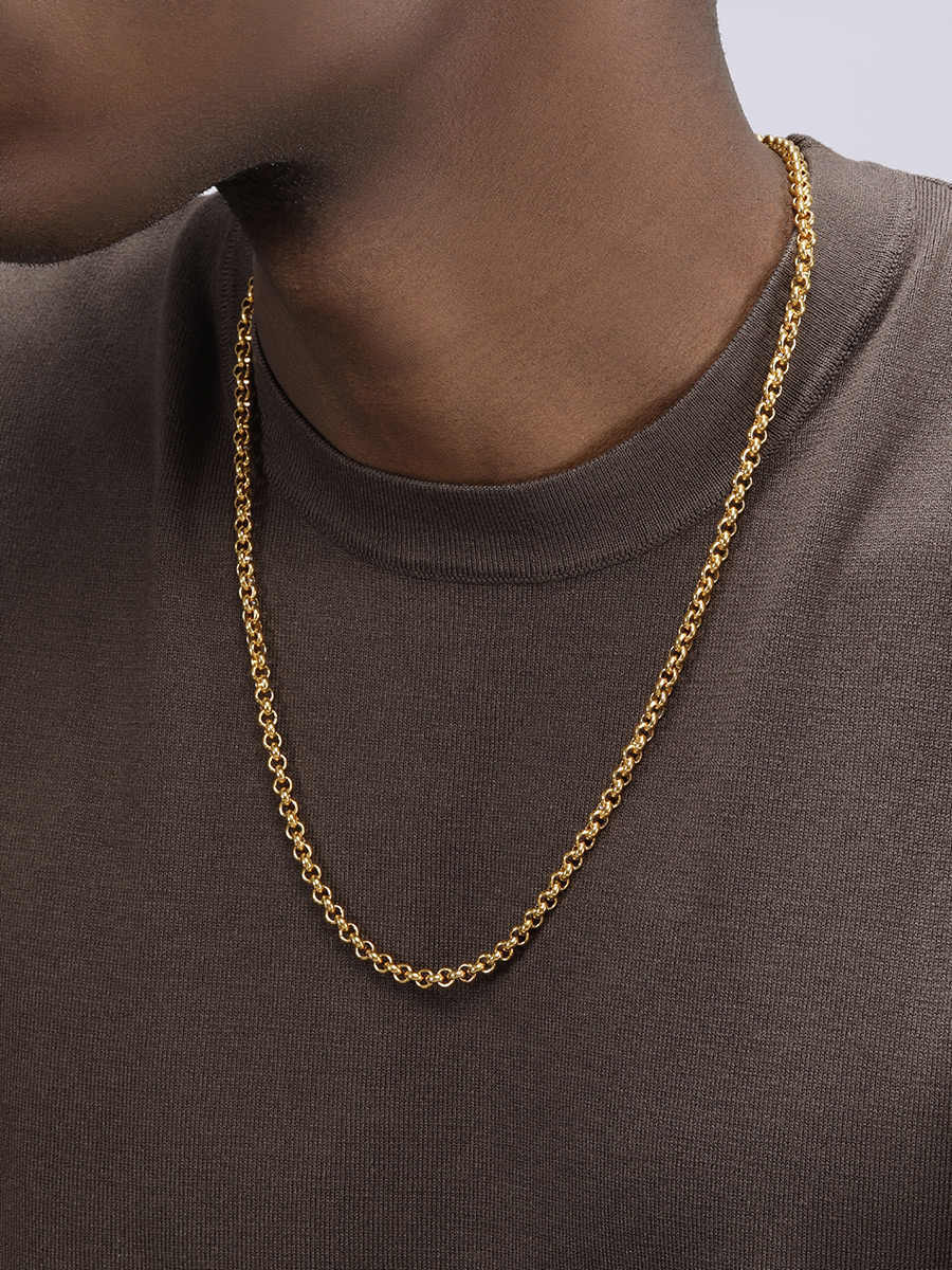 Golden Necklace Male Hip Hop Titanium Steel