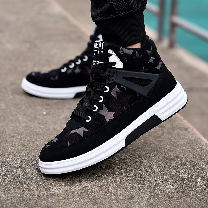 Casual Mens Fleece Lined Suede Sneakers Lace Up High Top