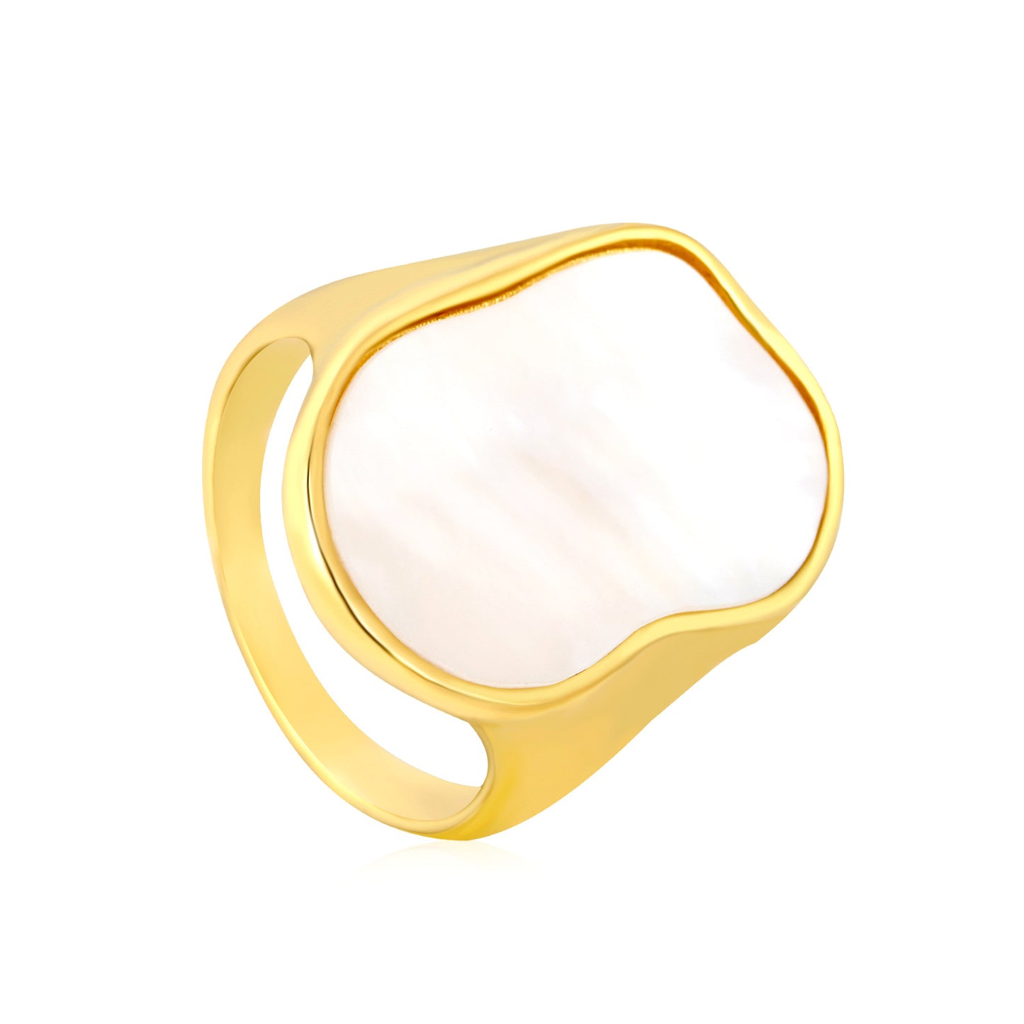 White Shell Ring Fashion Trendy Ring Design Gold Plated Ring For Women