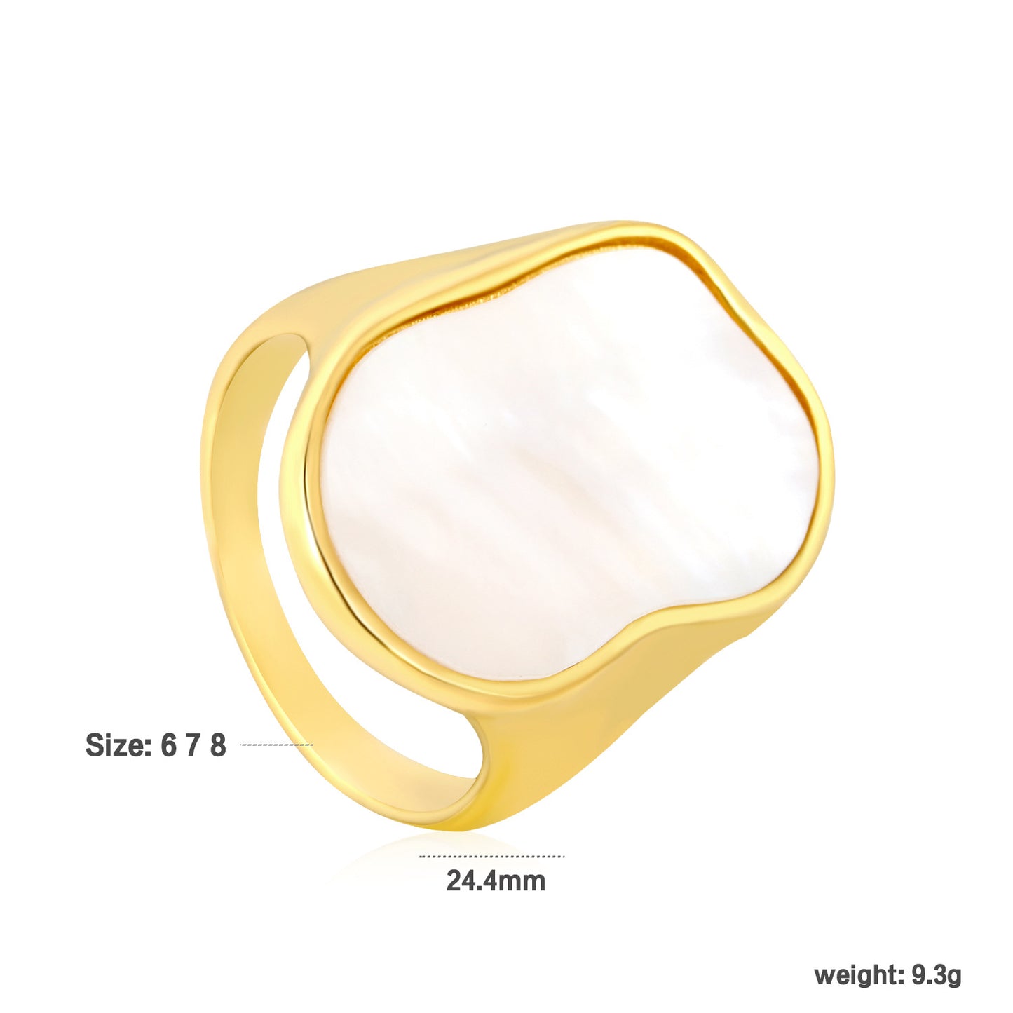 White Shell Ring Fashion Trendy Ring Design Gold Plated Ring For Women
