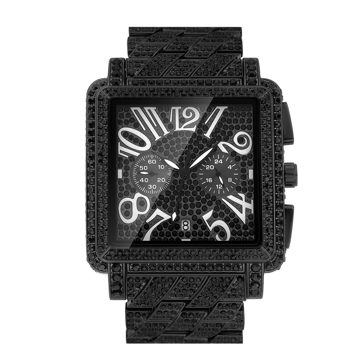 Men's Diamond Weird Digital Square Dial Multifunctional Waterproof Watch