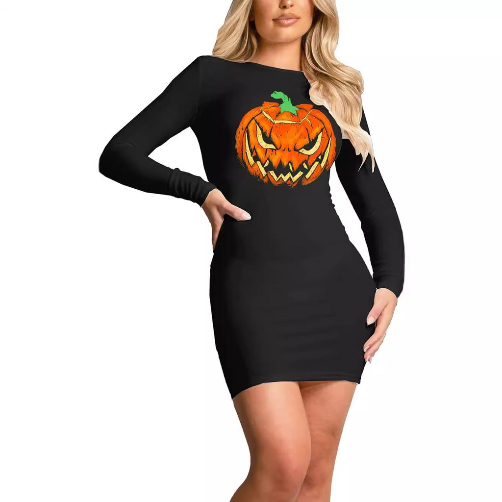 European And American Spring And Autumn Long Sleeve Hip Skirt Round Neck Pullover