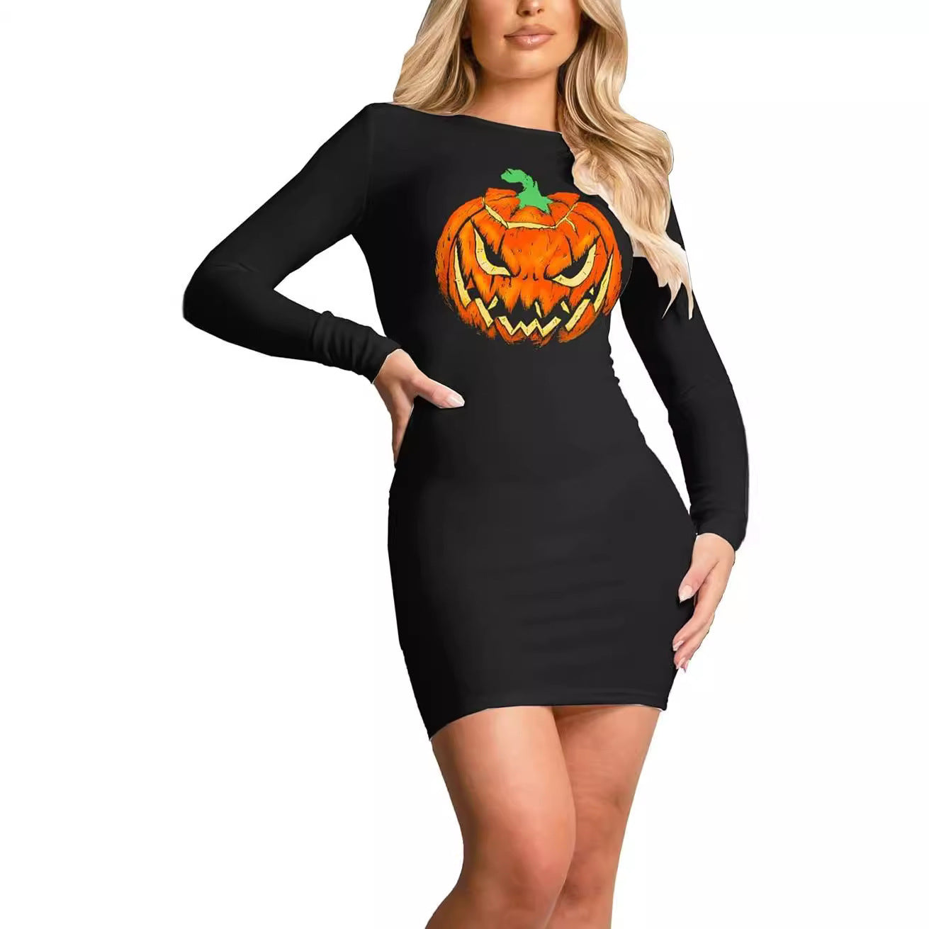 European And American Spring And Autumn Long Sleeve Hip Skirt Round Neck Pullover