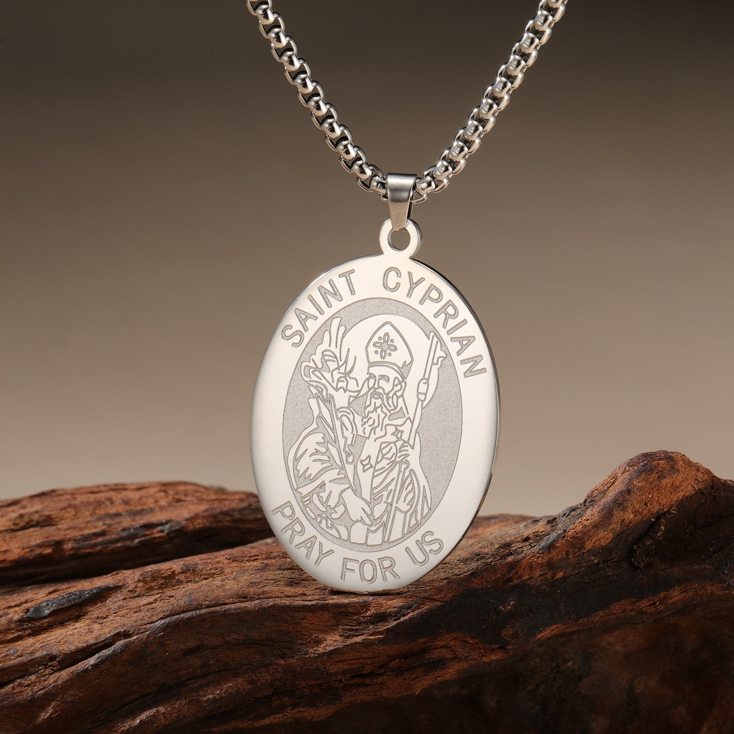 Titanium Steel Punk Trendy Cut Oval Pendant Stainless Steel Necklace