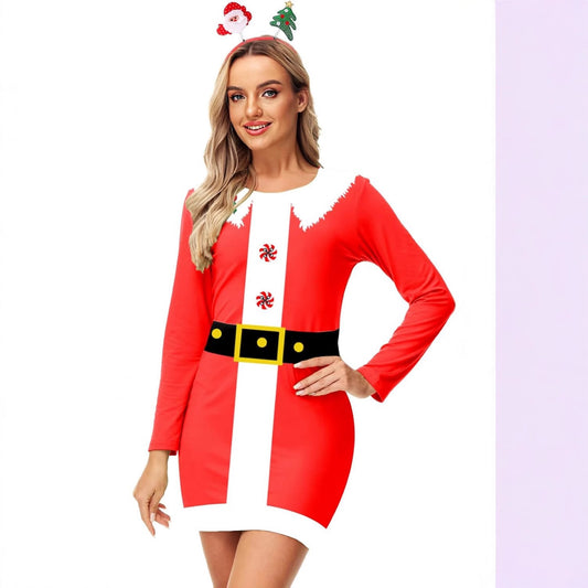 European And American Spring And Autumn Long Sleeve Hip Skirt Round Neck Pullover