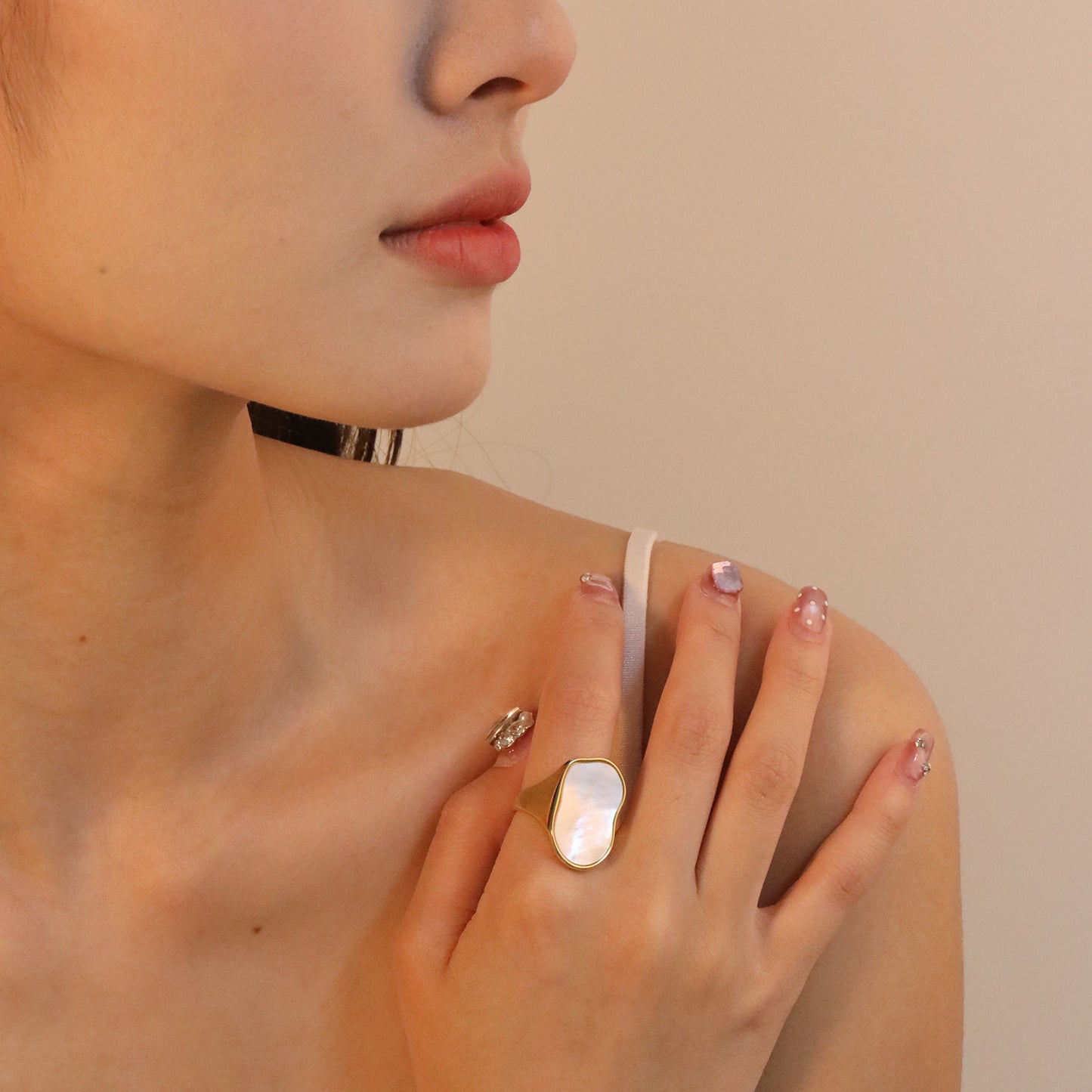 White Shell Ring Fashion Trendy Ring Design Gold Plated Ring For Women