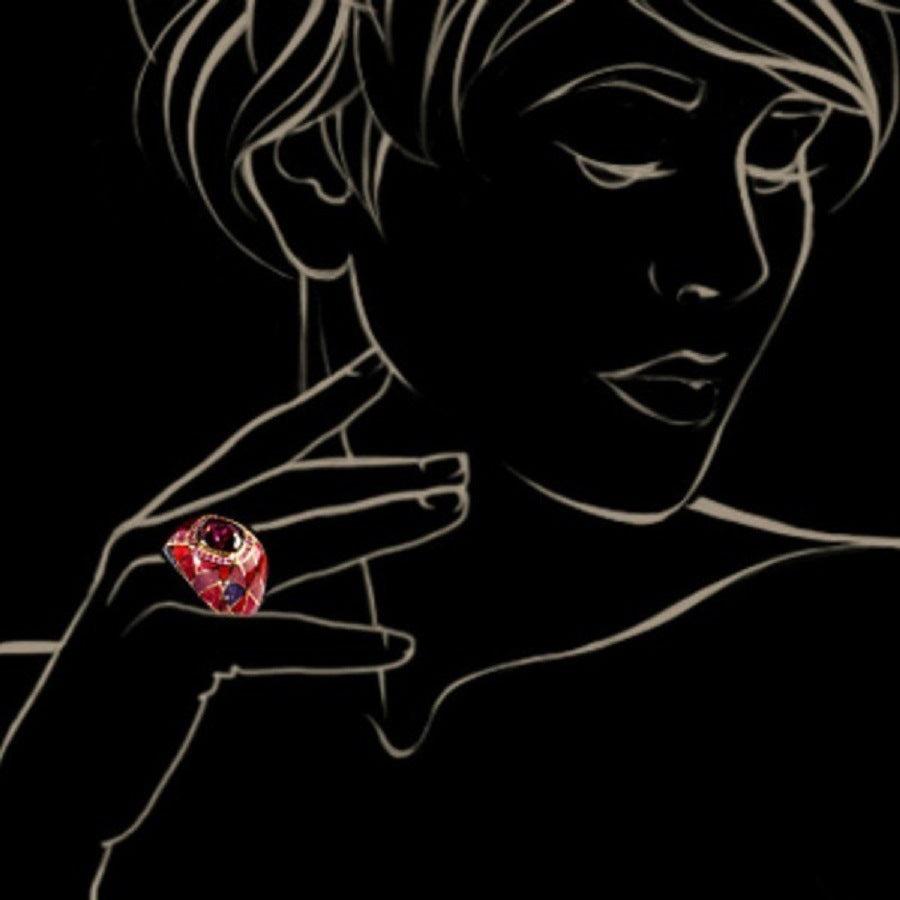 Fashion Blue Gem Inlaid Zirconium Rhinestone Ring Vintage Dripping Oil