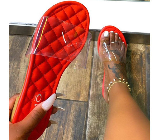 Flat Bottom Transparent Beach Sandals Women Slippers