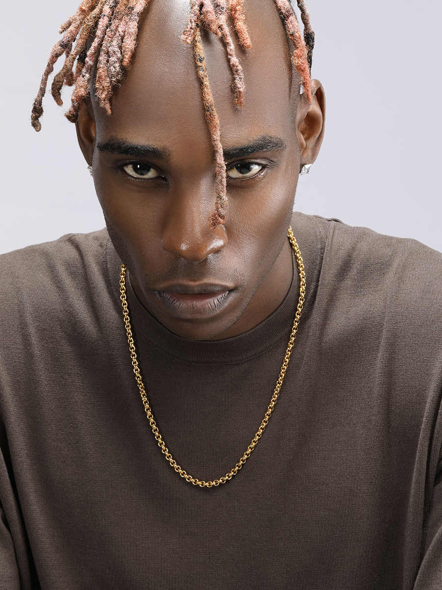 Golden Necklace Male Hip Hop Titanium Steel