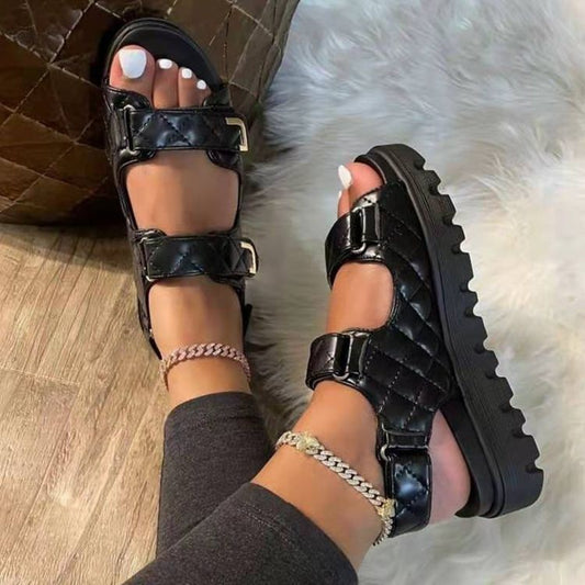 Womens Buckle Platform Roman Sandals European Summer