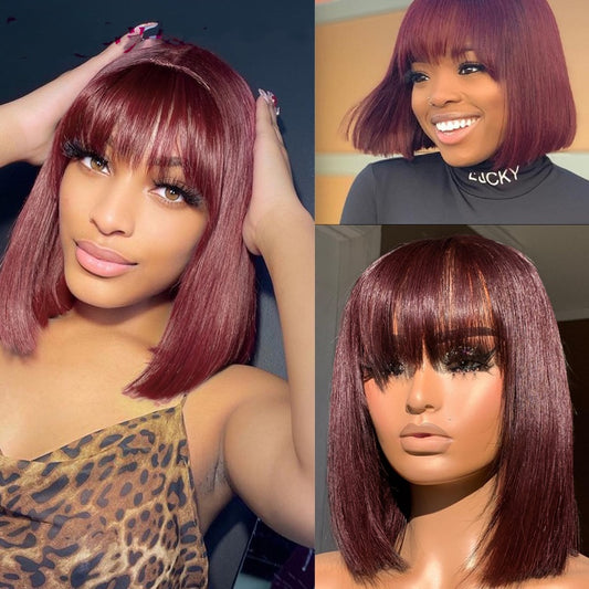 Bangs Short Hair Wig Breathable And Natural Everyday Style