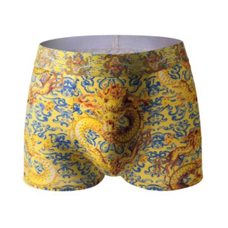 Men's Chinese Style Boxer Shorts Milk Silk Breathable