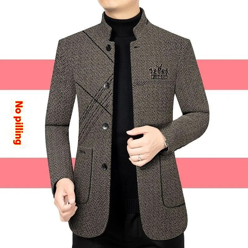Men's Coat Middle-aged Business Leisure Stand Collar Dad Jacket