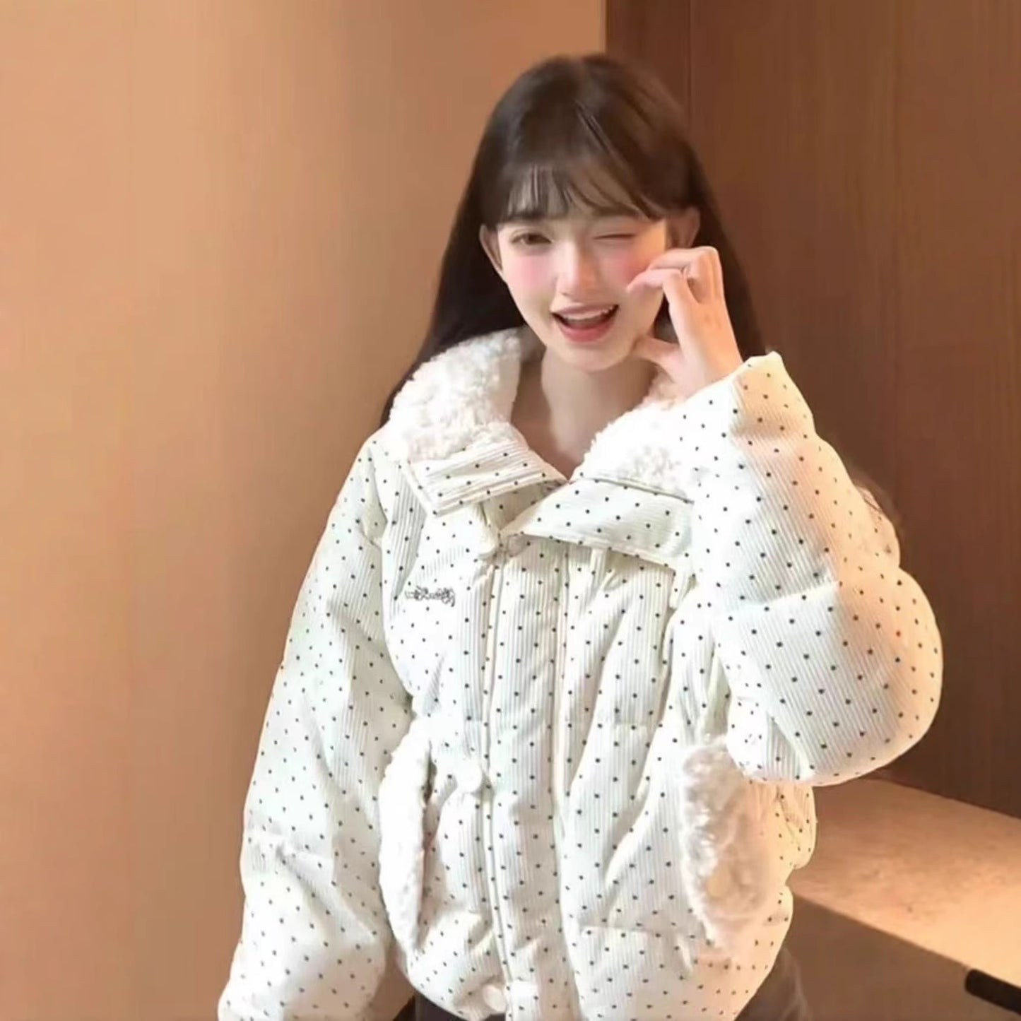 Thickened Warm And Age-reducing Fresh Sweet Stripes Cotton-padded Coat