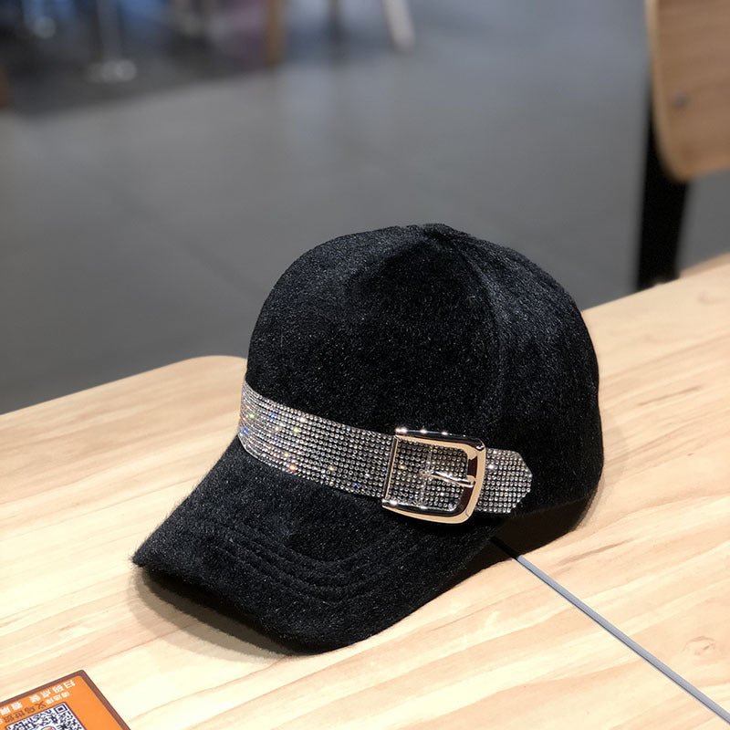 Street Fashion Diamond Baseball Korean Fashion Winter Warm Outdoor All-matching Peaked Cap