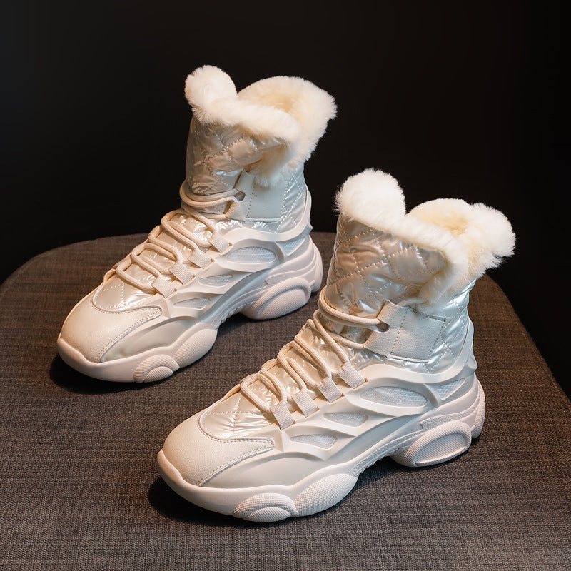 Cotton Boots With Fleece Winter Shoes