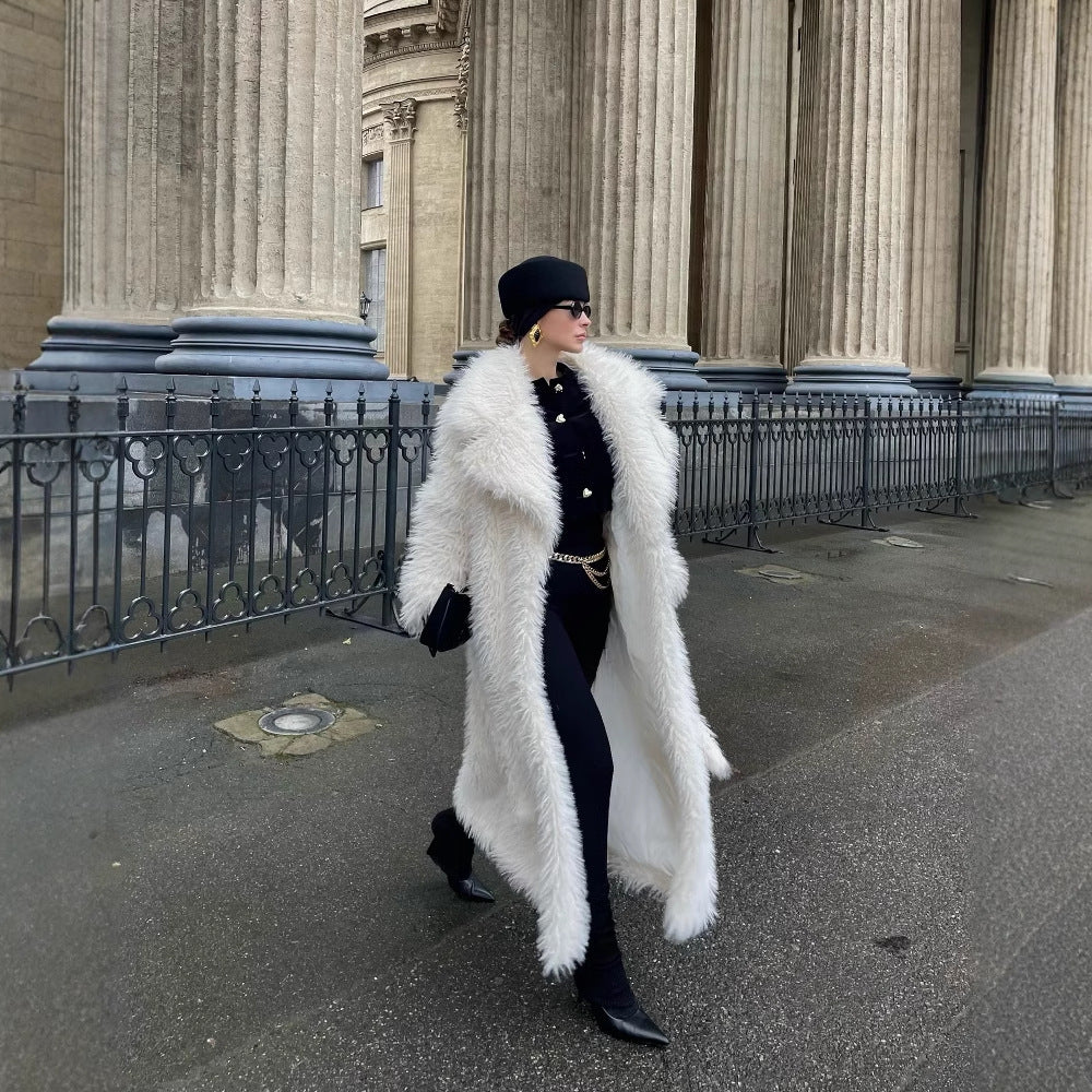 New Overknee Thickened Temperament Long Fur Coat
