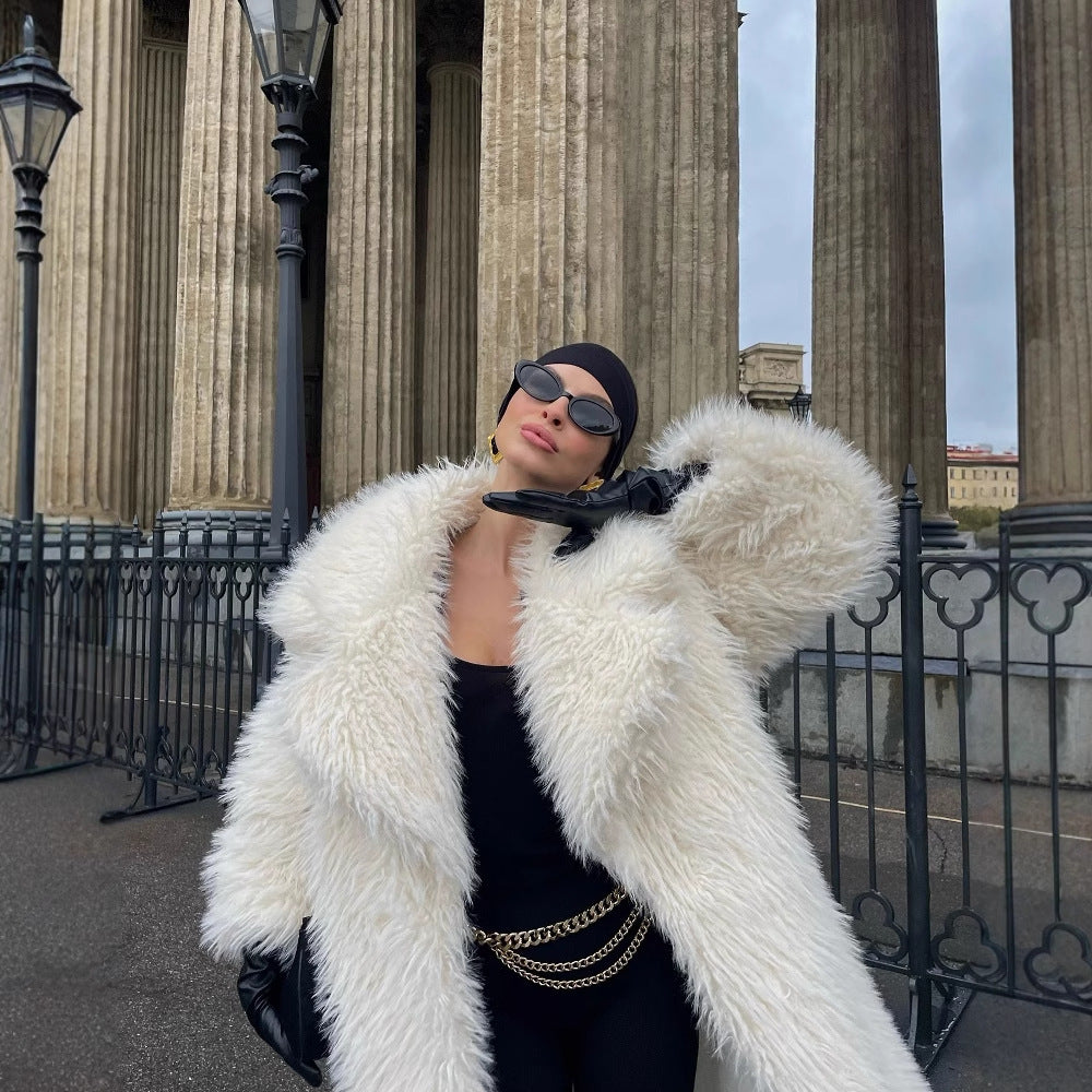 New Overknee Thickened Temperament Long Fur Coat
