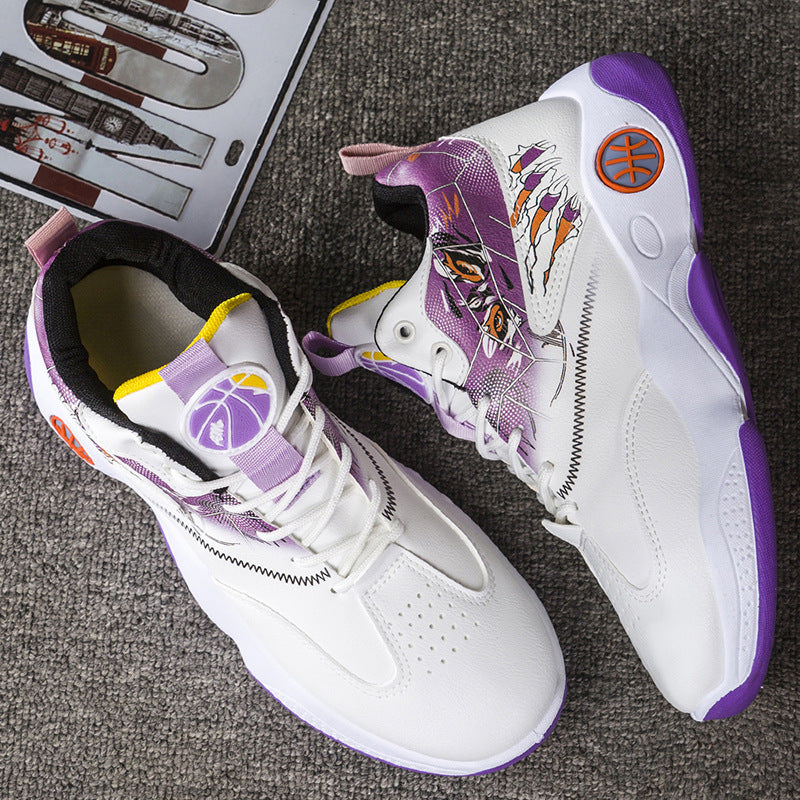 High Top Breathable Basketball Shoes JYX529 White Purple