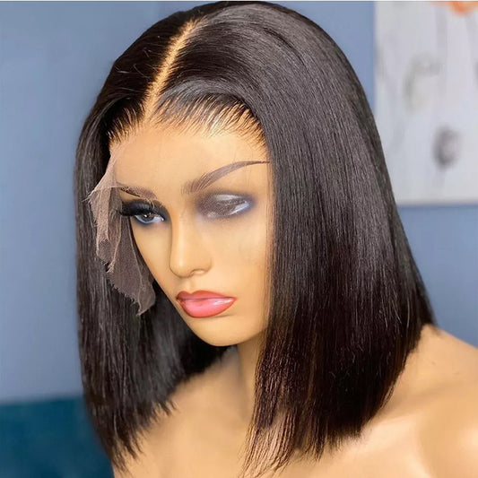 13x4 Lace Frontal Bob Straight Human Hair Wig Silk Texture