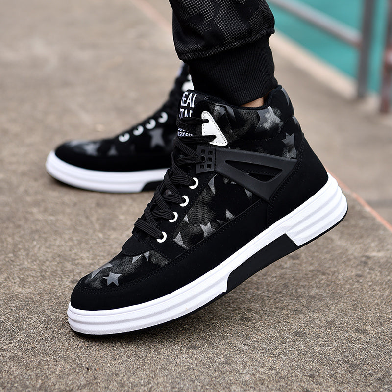 Casual Mens Fleece Lined Suede Sneakers Lace Up High Top