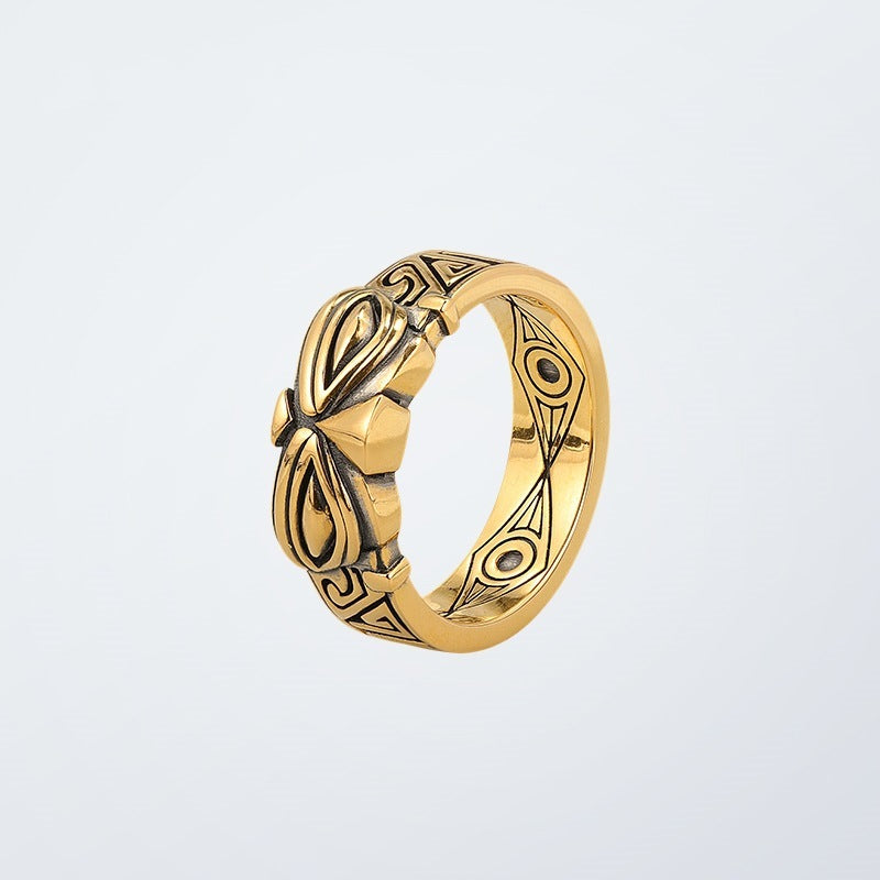 Men And Women All-matching Ancient & Gold Ring Sanxingdui B Retro Original Opening