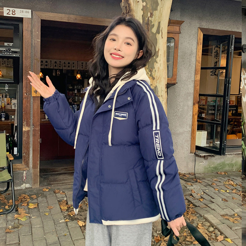Contrast Color Thick Warm Korean Casual Cotton-padded Jacket