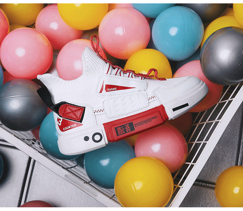 Autumn High Top Woven Sneakers For Children Boys Trendy