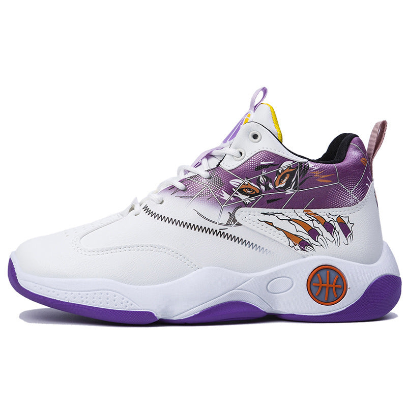 High Top Breathable Basketball Shoes JYX529 White Purple